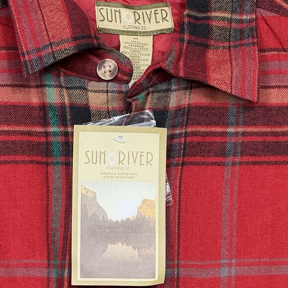 Sun River Plaid Quilted Flannel Shacket Jacket Green Red Size M NWT Heavyweight - Picture 3 of 9